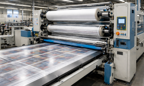 Laminating machine in action